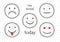 Sketch set of five smilies with differetn emotions for every day isolated on white, horizontal vector