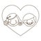 sketch silhouette cartoon heart with parents face