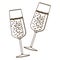 sketch silhouette couple toast champagne glasses