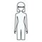 Sketch silhouette of faceless front view woman naked body with straight short hairstyle