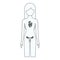 Sketch silhouette of female person with circulatory and reproductive system of human body