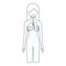 Sketch silhouette of female person with respiratory system human body