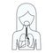 Sketch silhouette of half body female person with respiratory system