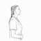 Sketch of slavic woman in profile standing with hands touching her belly