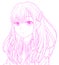 Sketch Smile Cute Anime Girl With Dress Outfit And Pink Long Hair Look At You