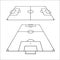 Sketch of soccer fields set. Football field design element. Soccer field top view template. Vector