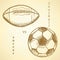 Sketch soccer versus american football ball