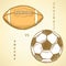 Sketch soccer versus american football ball