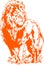 Sketch of Standing Forest King Lion Outline Editable Vector Illustration