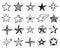 Sketch stars. Cute star shapes, black starburst doodle signs for christmas decoration isolated vector set