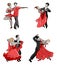 Sketch style dancing pairs illustration
