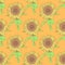 Sketch sunflower, vector vintage seamless pattern