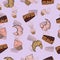 Sketch sweets dessert seamless pattern with