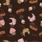 Sketch sweets dessert seamless pattern with