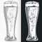 Sketch Tall Pilsner Beer Glass Doodle Isolated Line Drawing
