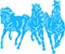 Sketch Three Running Horses Vector Outline Illustration