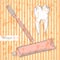 Sketch tooth paste, tooth brush and teeth, vector background