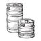 Sketch two beer kegs isolated