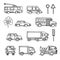Sketch urban transportation vector set icons.