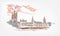 Sketch vector illustration London line watercolor colorful