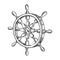 Sketch of vintage ship steering wheel, boat rudder