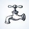 Sketch of water tap. Vector illustration