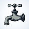 Sketch of water tap. Vector illustration
