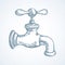 Sketch of water tap. Vector illustration