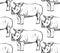 Sketch wild rhino, vector seamless pattern