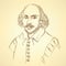 Sketch William Shakespeare portrait in vintage style