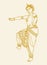 Sketch of woman performing Bharatanatyam classical Indian dance Outline Editable Illustration