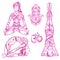 Sketch Yoga Women Icon Set