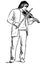 Sketch of young musician playing violin