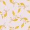 Sketched golden and yellow plants or herbs collection on light background. Romantic pastel orange leave hand drawn seamless