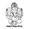 Sketched illustration of Lord Ganesha with hindi text Oh Ganpati My Lord