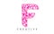 Sketched stylized Letter F with different Pink Lines Pattern Design. L