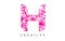 Sketched stylized Letter H with different Pink Lines Pattern Design