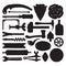 Sketched vector carpenter tools and symbols set