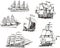 Sketches of sailing vessels