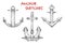 Sketches set of vintage boat anchors