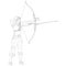 Sketches silhouettes attractive female archer bending a bow and aiming in the target