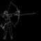 Sketches silhouettes attractive female archer bending a bow and aiming in the target