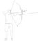 Sketches silhouettes attractive fmale archer bending a bow and aiming in the target