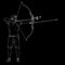 Sketches silhouettes attractive fmale archer bending a bow and aiming in the target