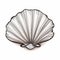 Sketchy Caricature: White Scallop Shell On White Background