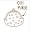 Sketchy contour illustration of cute dotted coin purse