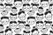Sketchy faces doodle seamless vector pattern