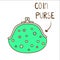 Sketchy illustration of cute dotted green coin purse