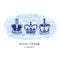 Sketchy London Royal Crown clipart elements set. Famous historical british symbol