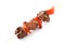 Skewer with delicious barbecued meat and pepper